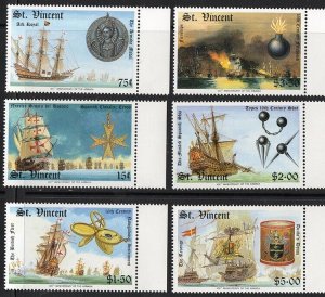 Thematic stamps ST.VINCENT 1988 ARMADA (SHIPS) 1137/42 mint