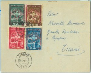 86708 - ALBANIA - Postal History - OVERPRINTED stamps on cover 145 - RED CROSS-