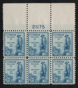 US #734 PLATE BLOCK, VF mint never hinged, LARGE TOP, a wonderfully fresh pla...