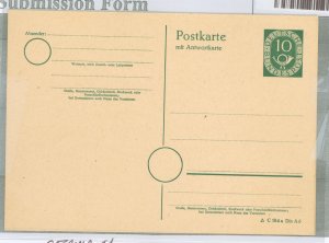 Germany  1951 10pf + 10pf reply card