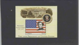 LIBERIA 2001 14TH PRESIDENT OF THE U.S FRANKLIN PIERCE MINT VF NH O.G S/S (6