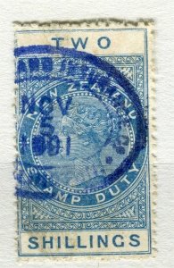 NEW ZEALAND; 1890s early classic QV Stamp Duty fine used 2s. value