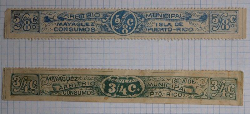 Puerto Rico Revenue Cigarette & Beer Mayaguez local municipal tax strip stamp DL