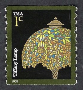 United States #3758A 1¢ Tiffany Lamp (2008). Coil. Used.