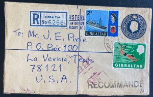 1967 Gibraltar Postal Stationery Cover To La Verna TX Usa