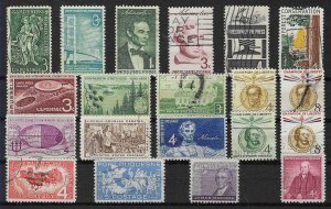 PCBstamps   US 1958 Commemoratives Year Set, #1100-1123, (21 var), used, (8)