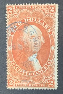 USA REVENUE STAMP 1862-1871 $2 CONVEYANCE ‘SILK’ PAPER SCOTT#R81d