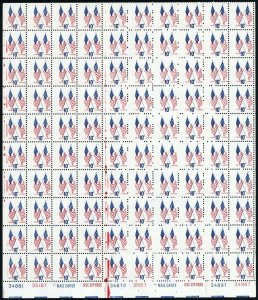 1509, Mint 10¢ Large Color Shift Freak Error Sheet of 100 Stamps - Stuart Katz