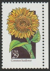 1992 29c Wildflowers: Common Sunflower Scott 2666 Mint F/VF NH