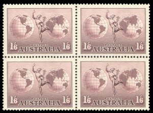Australia #C4 Cat$390, 1934 1sh6p violet brown, block of four, never hinged, ...
