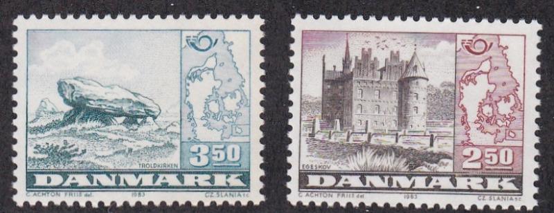 Denmark # 735-736, Troll Church & Castle, NH, 1/2 Cat.