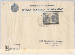 47757 - SAN MARINO - Postal History: RECOMMENDED ENVELOPE - COLOMBO 1955-