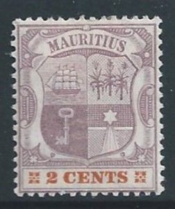 Mauritius #93 MH 2c Coat of Arms - Wmk. 2