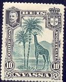 Giraffe, Nyassa stamp SC#28 mint