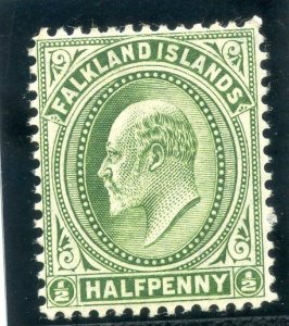 Falkland Islands 1904 KEVII ½d yellow-green MLH. SG 43. Sc 22.