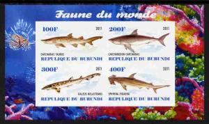 Burundi 2011 Fauna of the World - Sharks #2 imperf sheetl...