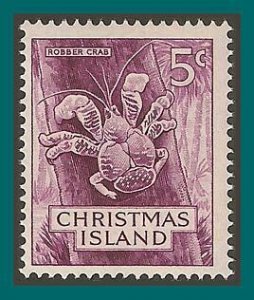 Christmas Island 1963 Robber Crab, MLH #13,SG13