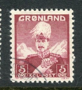 GREENLAND; 1938 early Christian X issue fine used 5ore. value