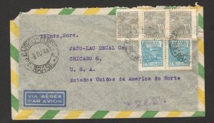 BRAZIL TO USA - TRAVELED AIRMAIL LETTER - 1948. (5)