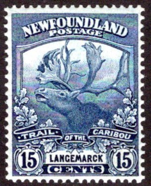 116, NSSC, Newfoundland, 15c dark blue, MLHOG, VG/F, Trail of the Caribou, S...