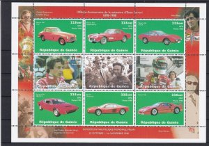 1998 Rep. de Guinee Ferrari Sports Cars M. N. H. Milan Ex Stamps Sheet Ref 28638