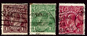 Australia SC#24-25 sm stain & 26 Used Fine...A very Popular Country!!