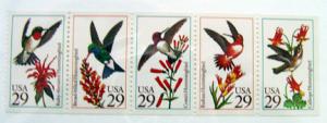 S33 US 2646a Hummingbirds 29c stp of 5 MNH cv $3.00