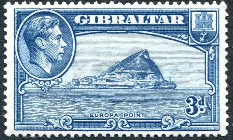 GIBRALTAR-1938-51 3d Light Blue Perf 13½ Sg 125 AVERAGE MOUNTED MINT V30161