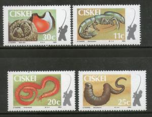 Ciskei 1984 Coastal Angling Coral Worm Red Bait Sea Animal Sc 65-68 MNH # 4281