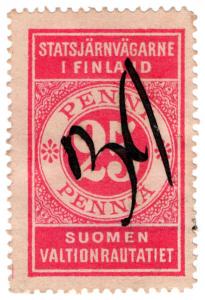 (I.B) Finland Railways : Parcel Stamp 25p (State Railway)