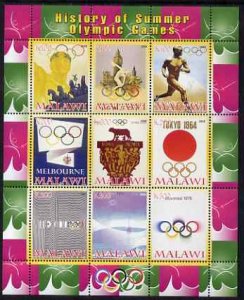 MALAWI - 2008 - Summer Olympics 1936-1976 - Perf 9v Sheet - MNH -Private Issue