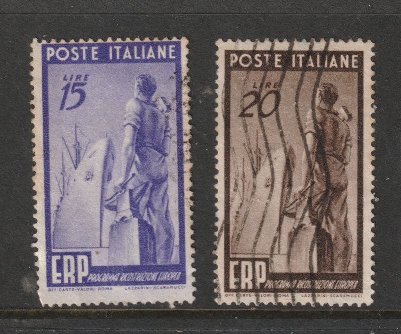 Italy the used 15 & 20L from the 1949 Europe recovery set