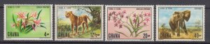 J39574 JL stamps, 1970 ghana set mh #402-5 wildlife