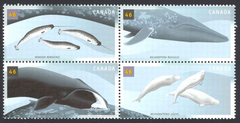 Canada Sc# 1871a MNH block/4 2000 46c Whales
