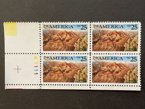 Sc# 2512 25-cent Pre-Columbian America - Grand Canyon Stamp, MNH Plate Block 4