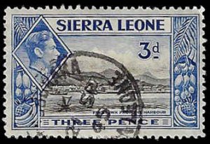 Sierra Leone #177 Used H; 3p Freetown Harbor (1938) (2)