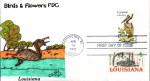 #1970 Louisiana Birds - Flowers Combo Slyter FDC