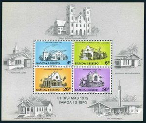 Samoa 517-520 gutter,520a,MNH.Michel 419-422,Bl.20. Christmas 1979.Churches.