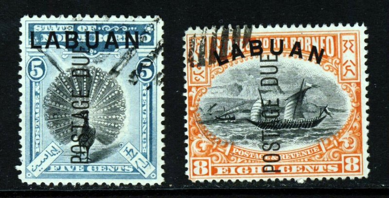 LABUAN 1901 Overprinted POSTAGE DUES SG D4 & SG D6b CTO