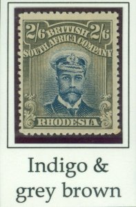 Sg 236 Rhodesia 2/6 Indigo & Grey-Brown. A Fine Fresh Mounted Mint Example-