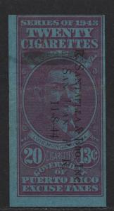 $US/Puerto Rico 1943 Cigarette Revenue 20 @ 13c