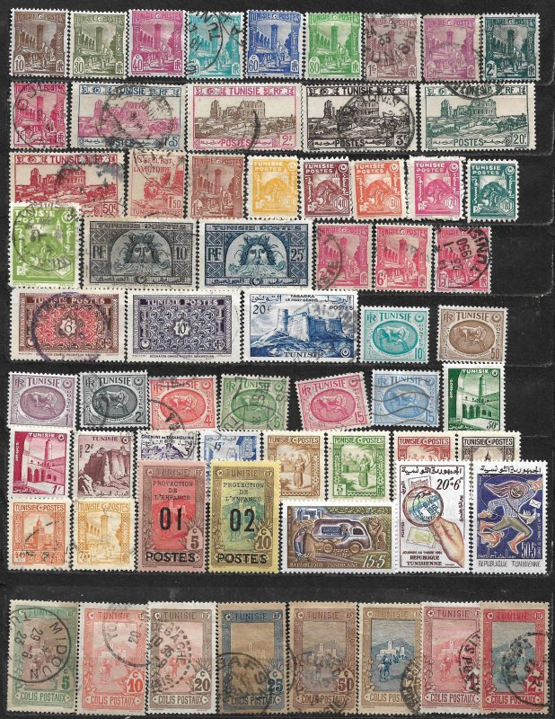 COLLECTION LOT OF 63 TUNISIA 1934+ STAMPS