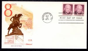 US 1402 Eisenhower Coil Pair Fleetwood U/A FDC