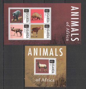 B0325 2013 Uganda Wild Animals Of Africa #3205-08 Bl+Kb Mnh