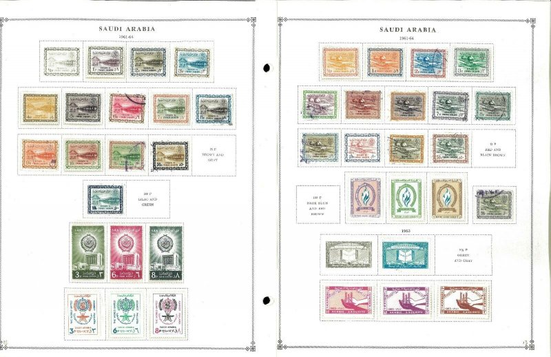 Saudi Arabia 1916-1987 MNH & H in Mounts & Postally Used Hinged on Scott Int.Pgs