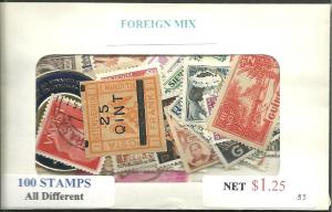 Foreign Mix, 100 Stamps All Different, Used**