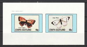Staffa Scotland Local. 1982 issue. Butterflies IMPERF sheet of 2. ^