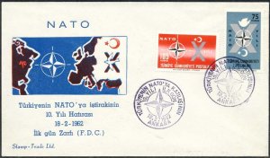 Turkey 1962 Sc 1545-6 NATO 10 Years Ankara Philatelic FDC HR