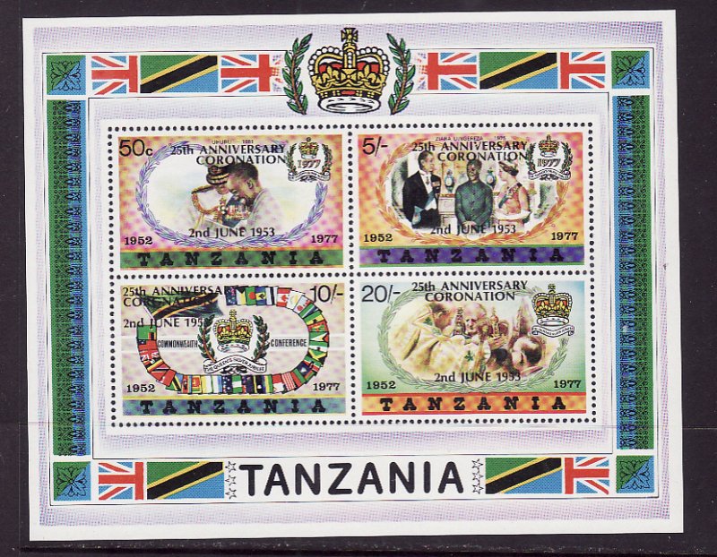 Tanzania-Sc#102a- id8-unused NH sheet-QEII-25th Coronation-1978-  