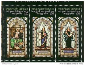 2016 MNH URUGUAY WINDOWS STAINED GLASS Physics pedagogy history book feather